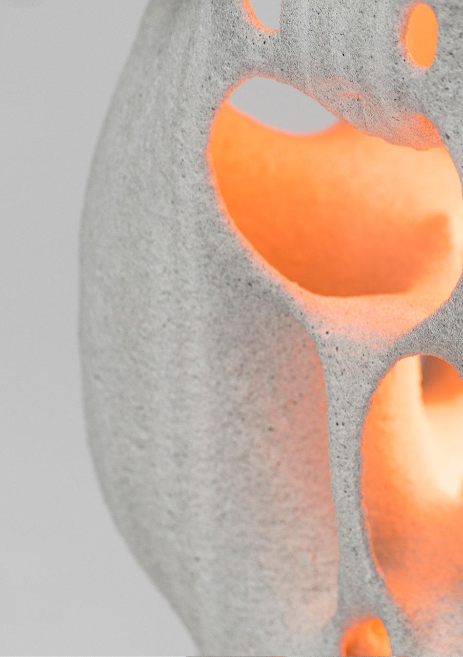 Dutch Viva Floor Lamp, 3D-Printed Sand, Natural Organic, Unique Light Sculpture For Sale