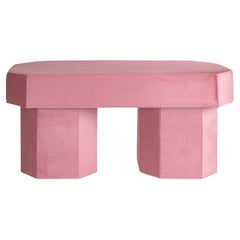 Viva Pink Contemporary Sculptural Velvet Bench by Houtique