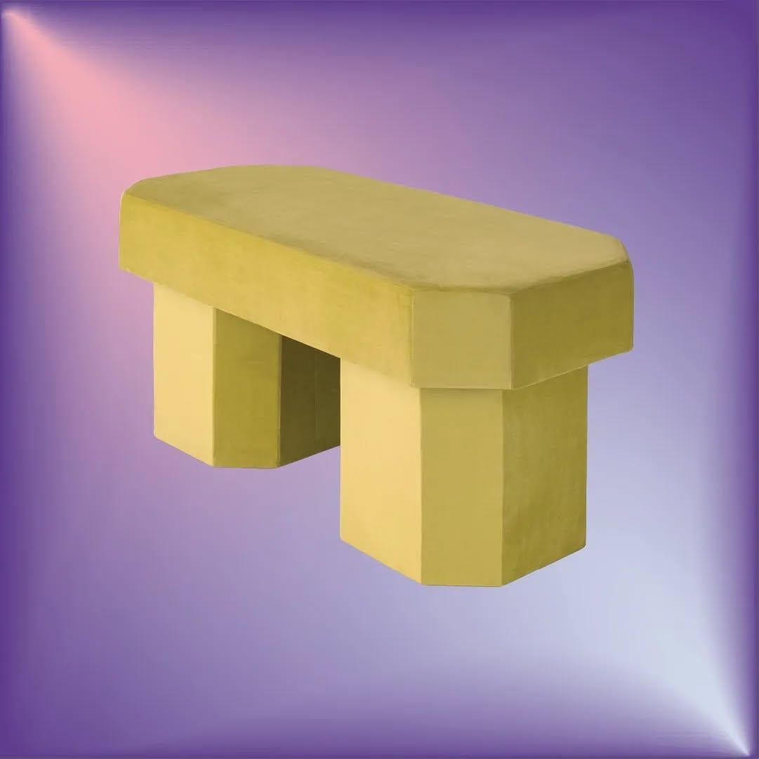 Viva Pink Contemporary Sculptural Velvet Bench by Houtique For Sale 7