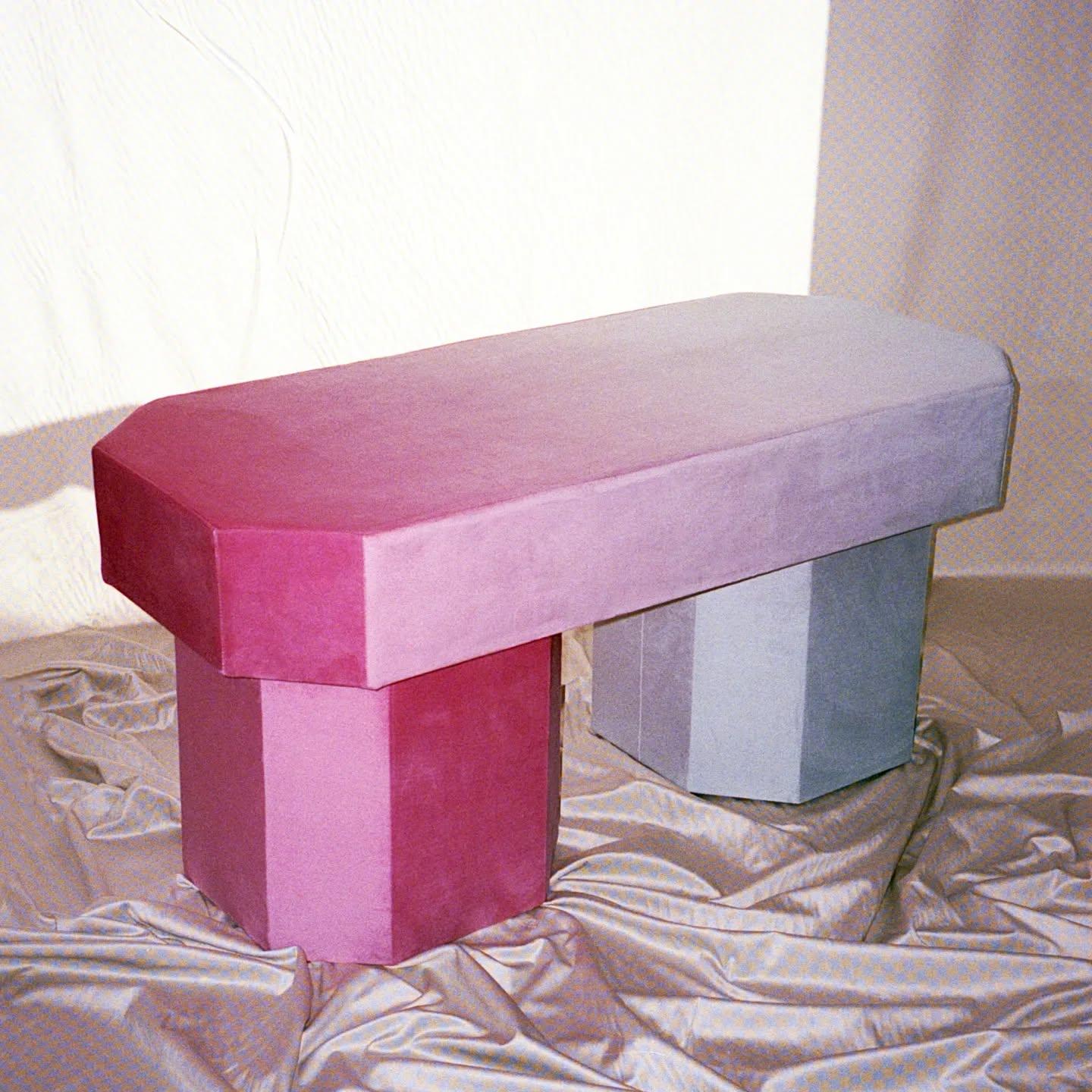 Viva Purple Contemporary Sculptural Velvet Bench by Houtique For Sale 9