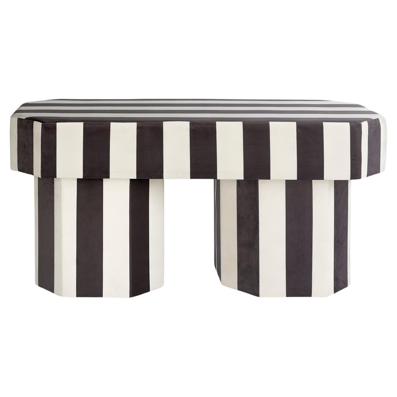 Matches21 Tea For One Set - Black/White Stripe With Gold Rim Porcelain Teapot, Cup & Plate