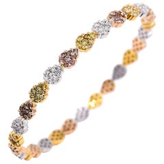 Vivaan 5.89 Carat Multicolored Diamond Bangle in 18K Rose White and Yellow Gold
