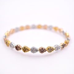 Vivaan 5.89 Carat Multicolored Diamonds and 18K Three Tone Gold Bangle Bracelet