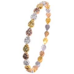 Vivaan 5.89 Carat Multicolored Diamonds and 18K Three Tone Gold Bangle Bracelet