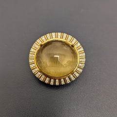 Vivacious Cats Eye Chrysoberyll Diamant 14K Gelbgold Brosche