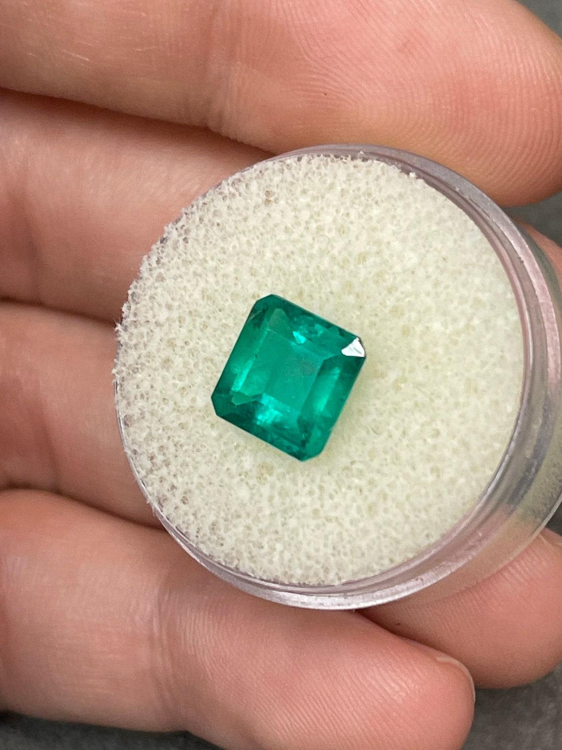 Women's Vivacious Dark Green 2.68 Carat Asscher Cut Muzo Colombian Emerald Gem - May For Sale