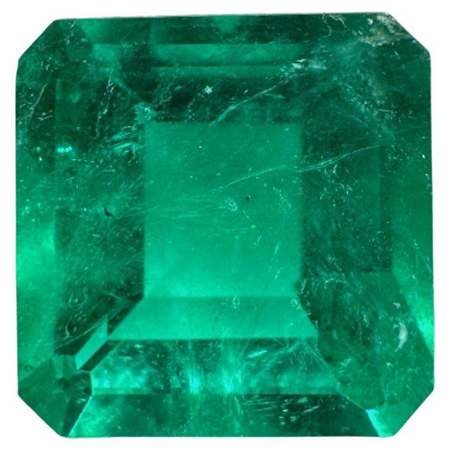 Vivacious Dark Green 2.68 Carat Asscher Cut Muzo Colombian Emerald Gem - May For Sale