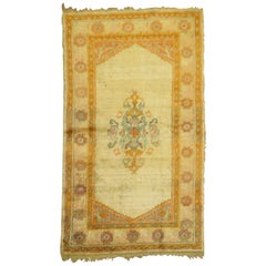 Vivacious Early 20th Century Angora Wool Oushak Rug