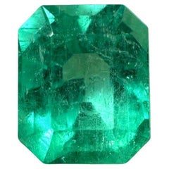 Vivacious Muzo Green 1.92 Carat Emerald Cut Colombian Emerald Gem  May Birthston
