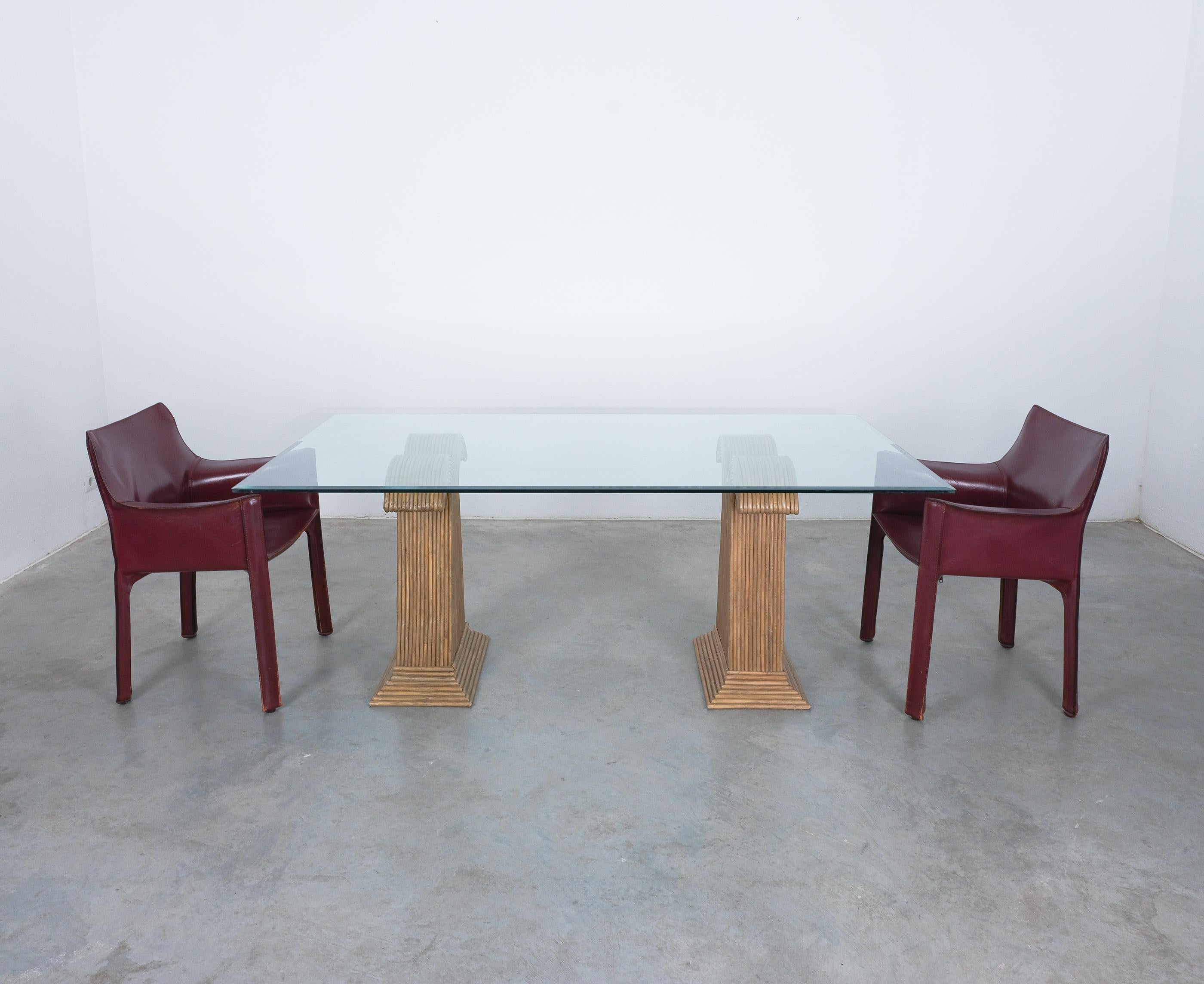 Vivai del Sud Attr. Mesa de comedor Base de mesa de ratán y bambú, 1970 en Bueno Estado en Vienna, AT