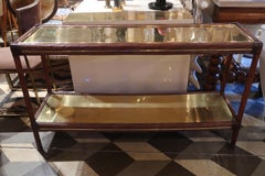 Vivai del Sud, Bamboo and Gilded Brass Midcentury Console Table, Italy, 1970