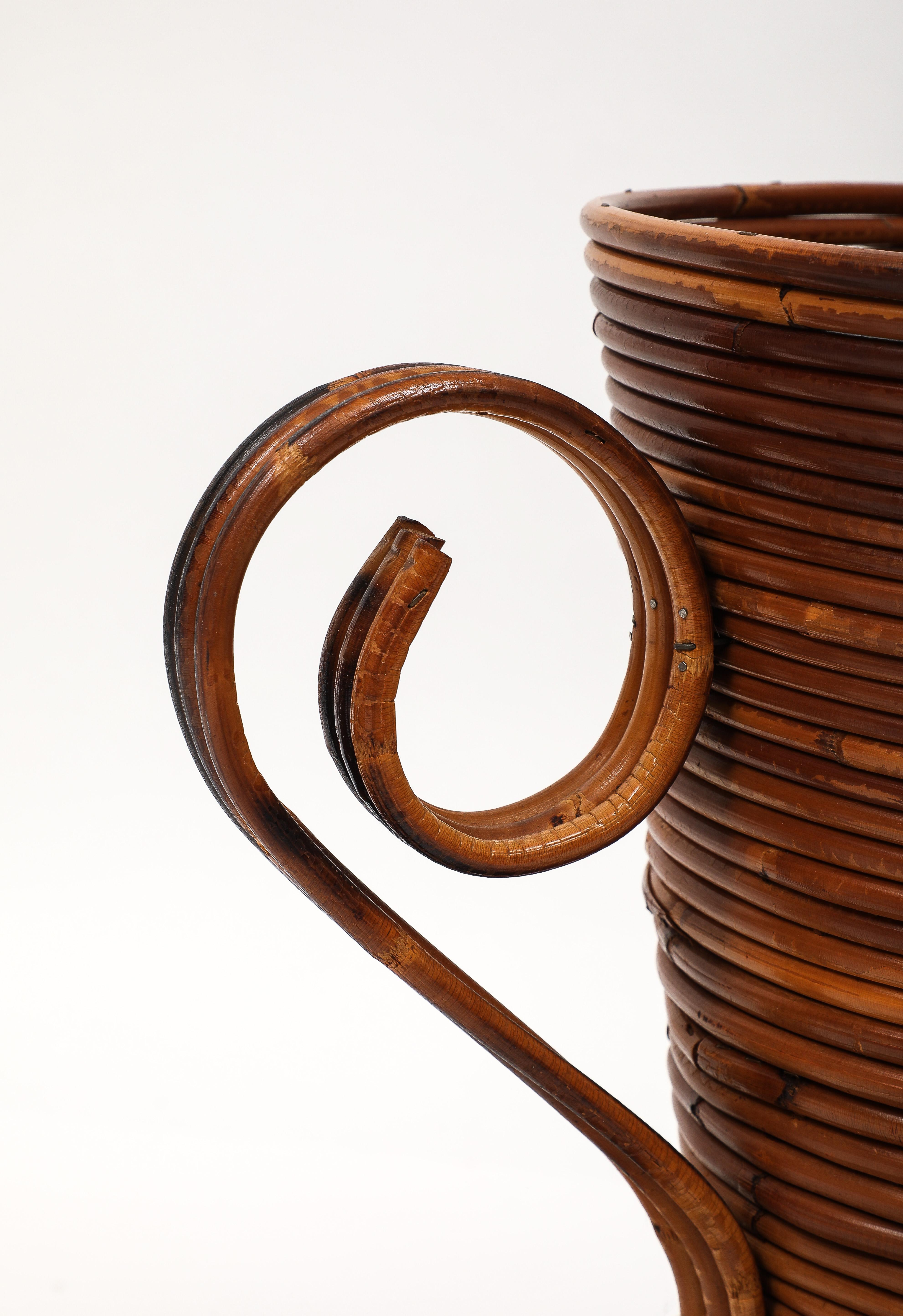 Vivai del Sud Bamboo and Rattan Vase, Italy, 1970s For Sale 4