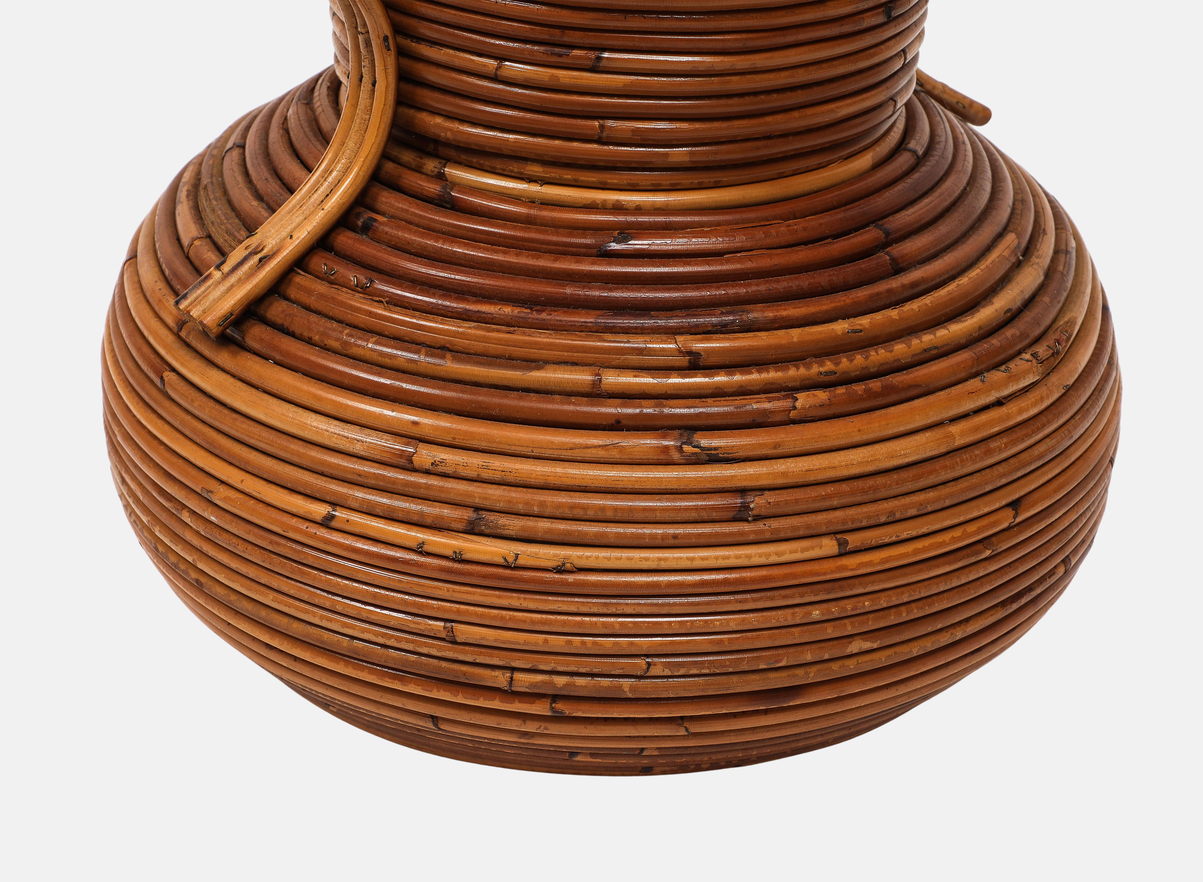 Vivai del Sud Bamboo and Rattan Vase, Italy, 1970s For Sale 5