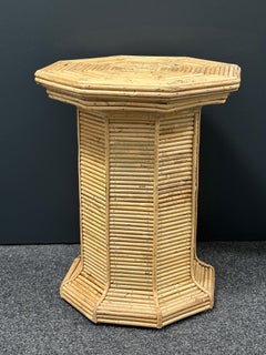 Vivai del Sud Bamboo Handcrafted Stylish Mid-Century Modern Rattan Pedestal