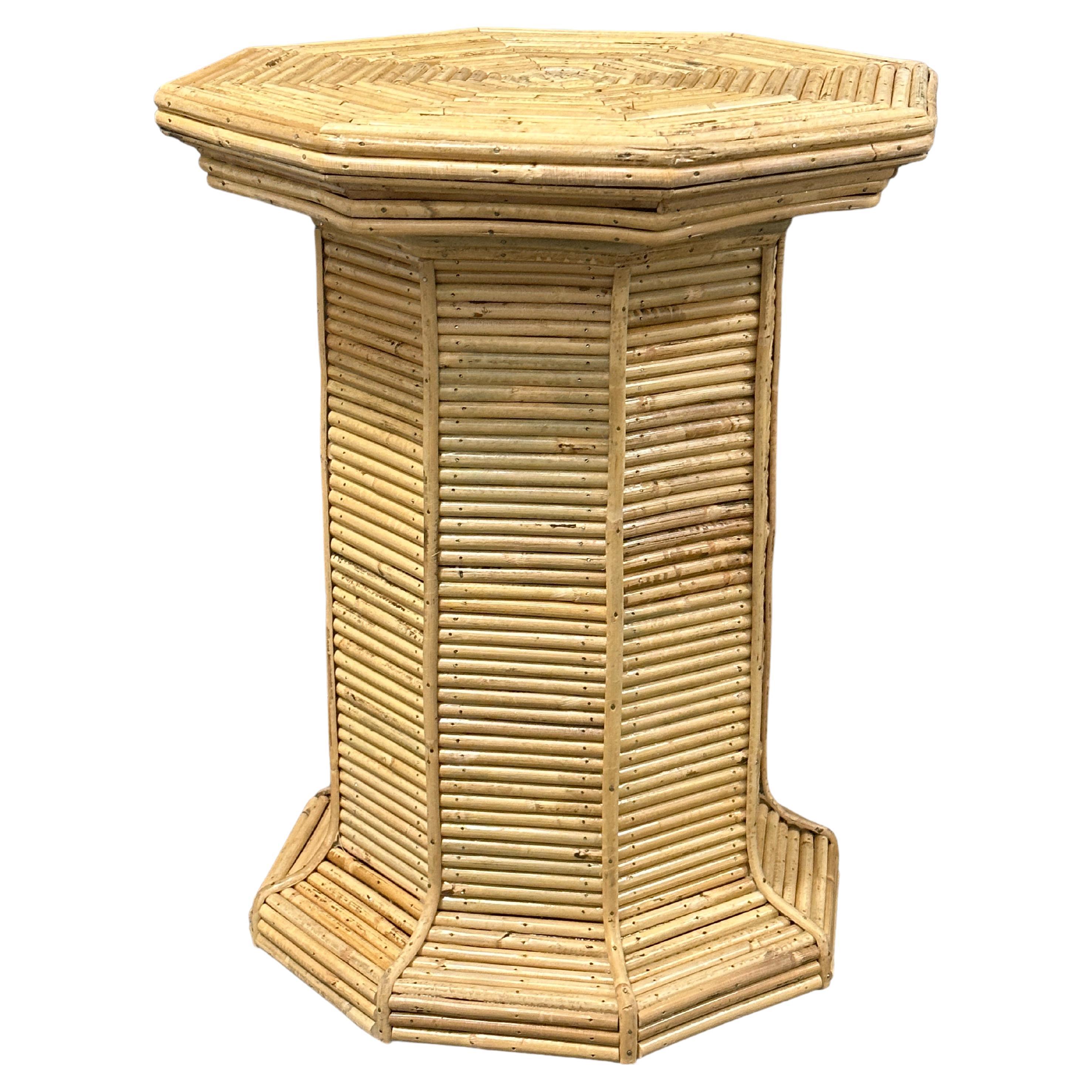 Vivai del Sud Bamboo Handcrafted Stylish Mid-Century Modern Rattan Pedestal  For Sale