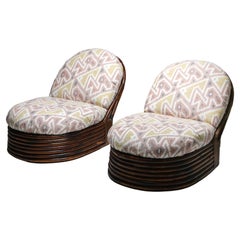 Vivai Del Sud Bamboo Lounge Chairs, Pierre Frey Jacquard, 1970s