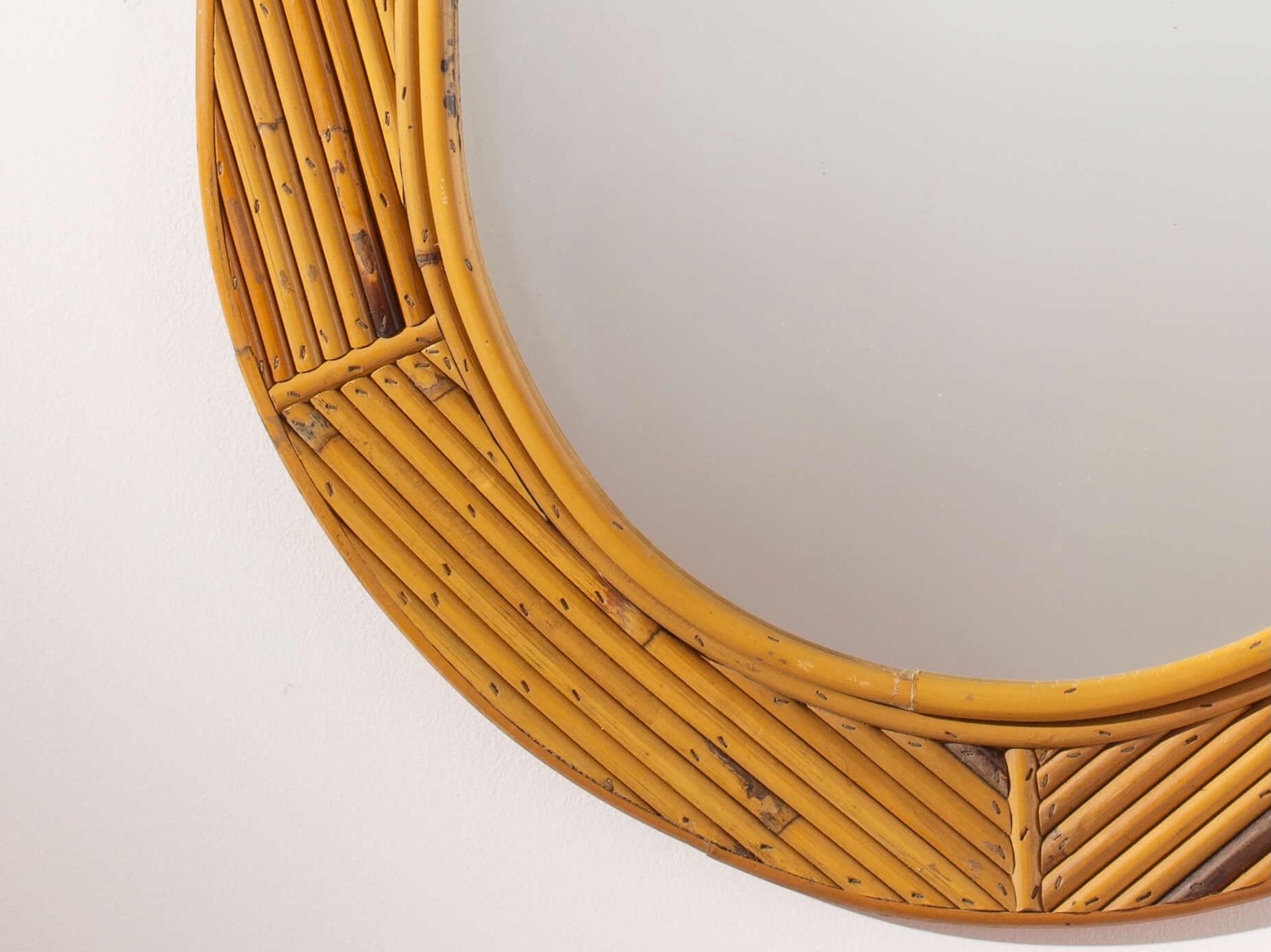 Italian Vivai del Sud bamboo mirror, Italy, 1960s