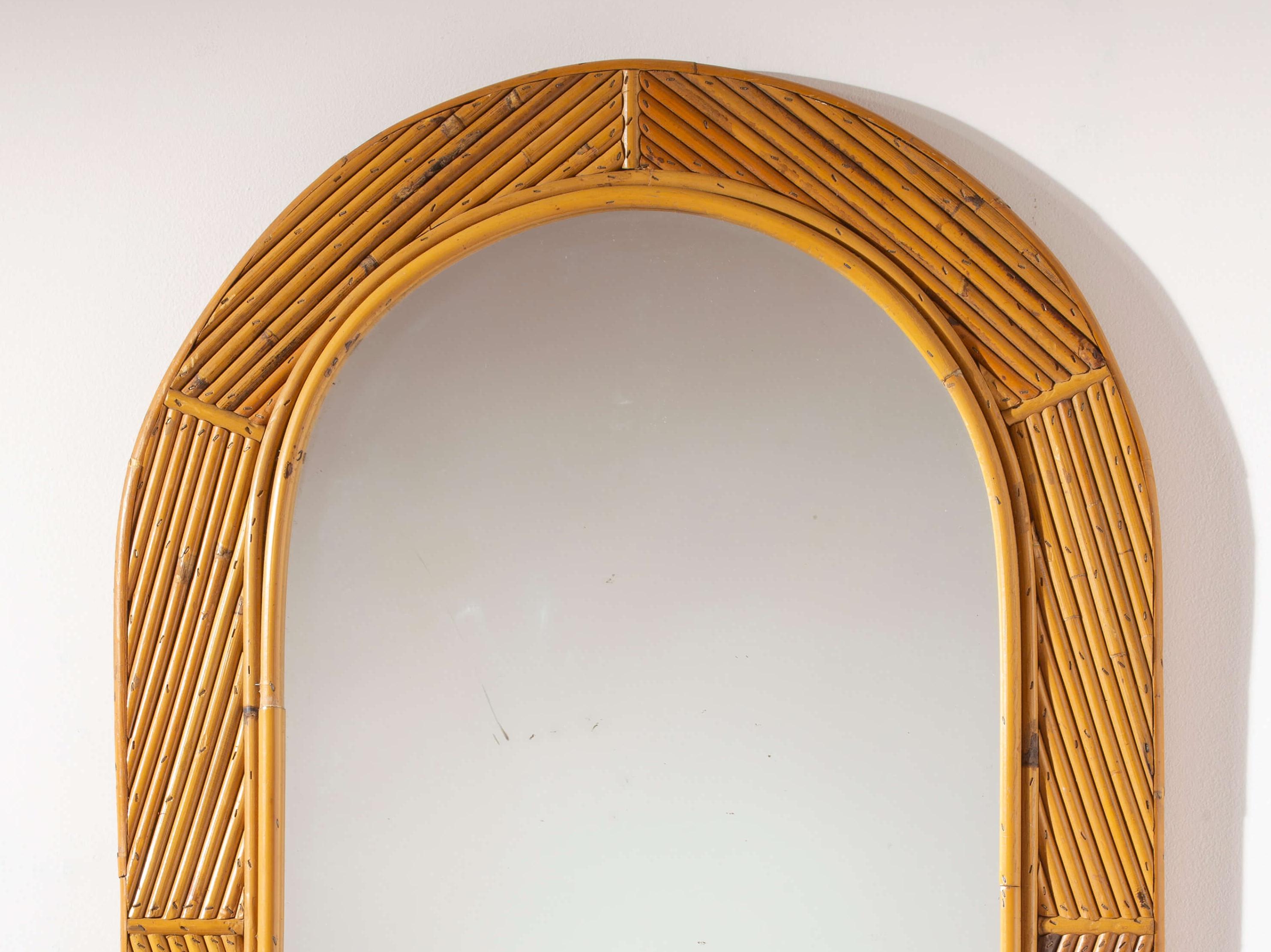 Mid-20th Century Vivai del Sud bamboo mirror, Italy, 1960s