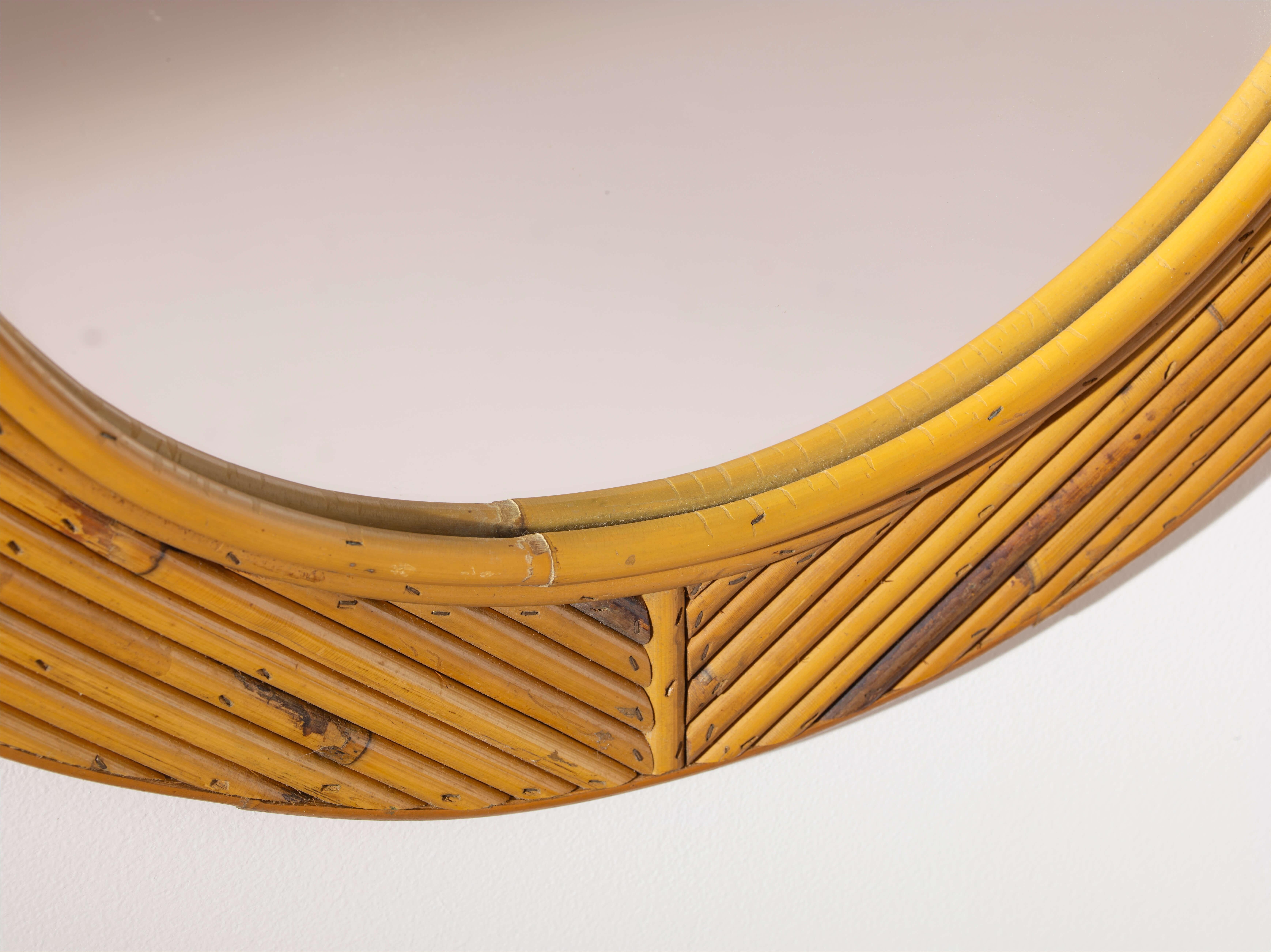 Bamboo Vivai del Sud bamboo mirror, Italy, 1960s