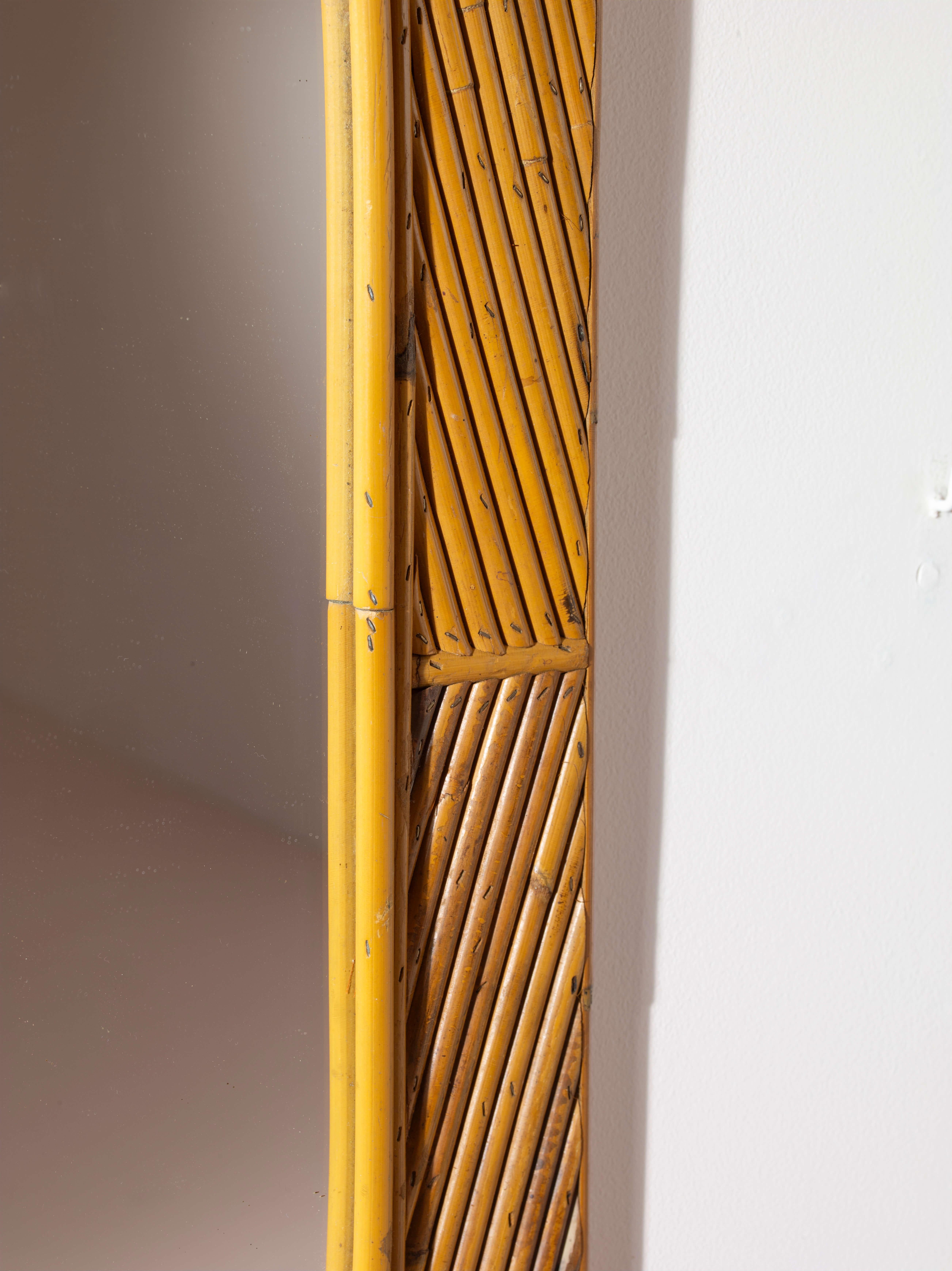 Vivai del Sud bamboo mirror, Italy, 1960s 2