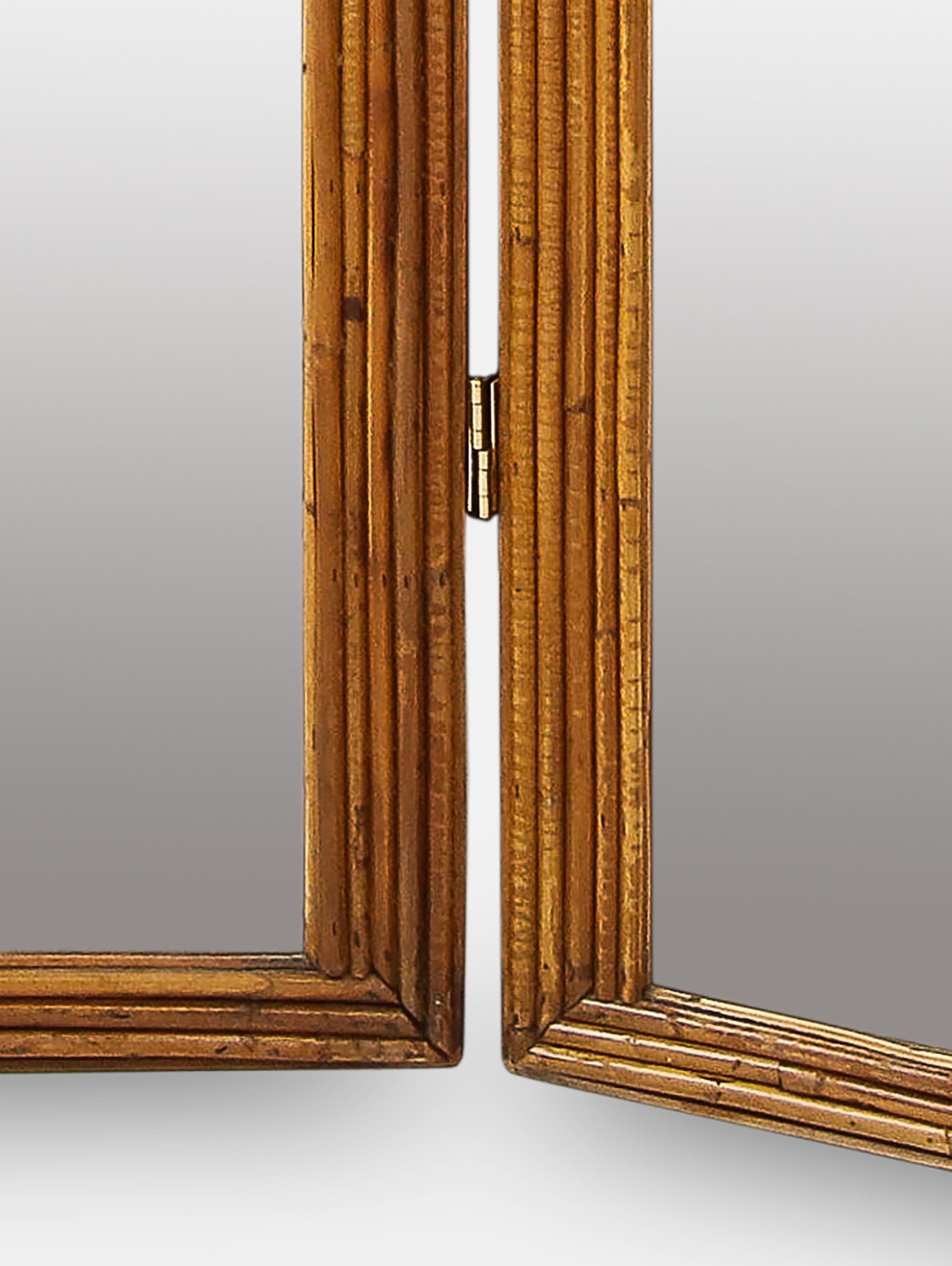 Hand-Crafted Vivai del Sud Bamboo Palm Trees Mirrored Screen, Italy, 1970s