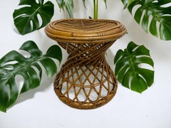 Vivai del Sud Bamboo Rattan Decorative Side table Flower Pot Stand or Seat