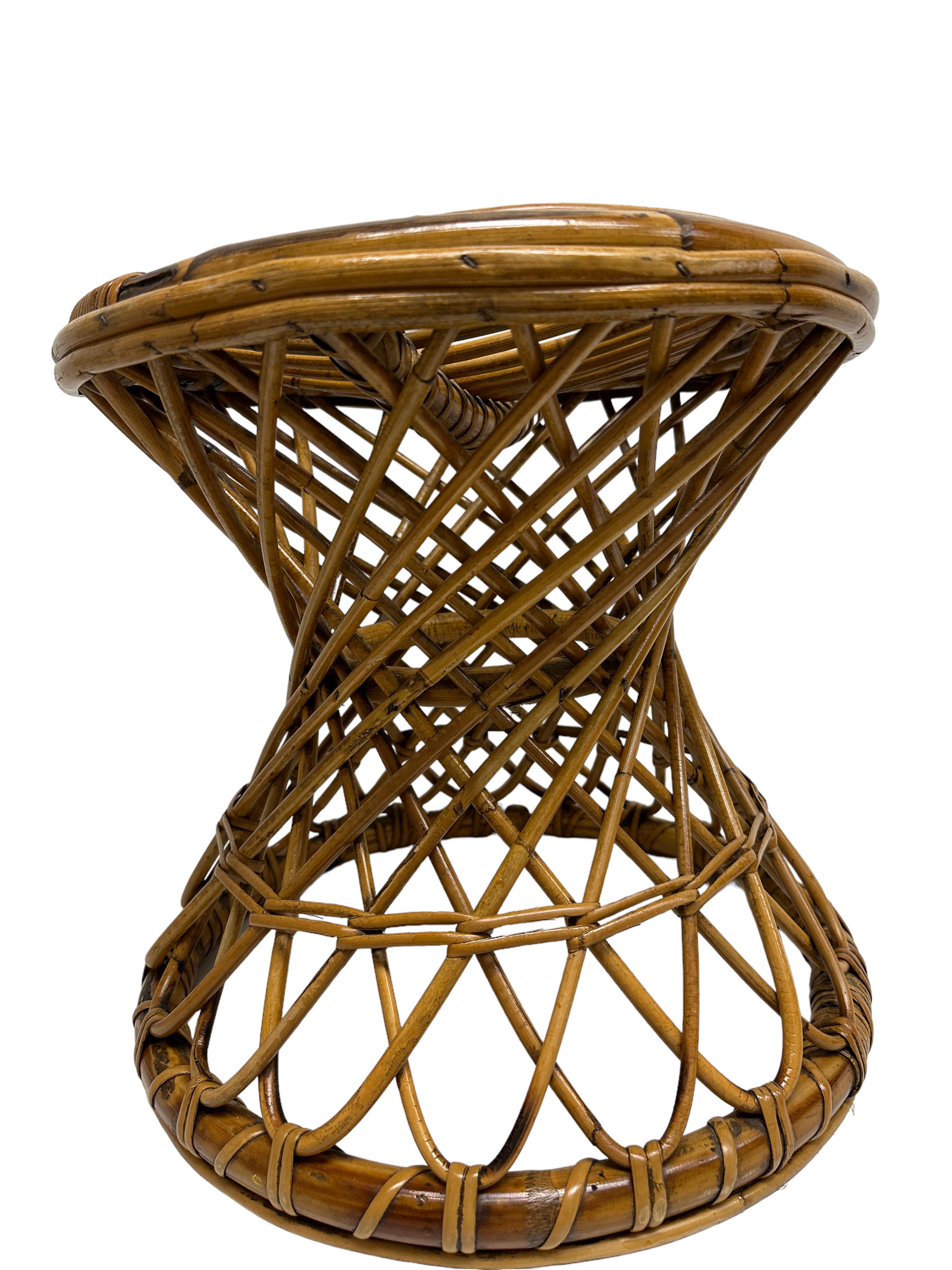 Vivai del Sud Bamboo Rattan Decorative Side table Flower Pot Stand or Seat In Good Condition For Sale In Nuernberg, DE