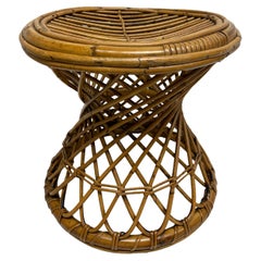 Vintage Vivai del Sud Bamboo Rattan Decorative Side table Flower Pot Stand or Seat