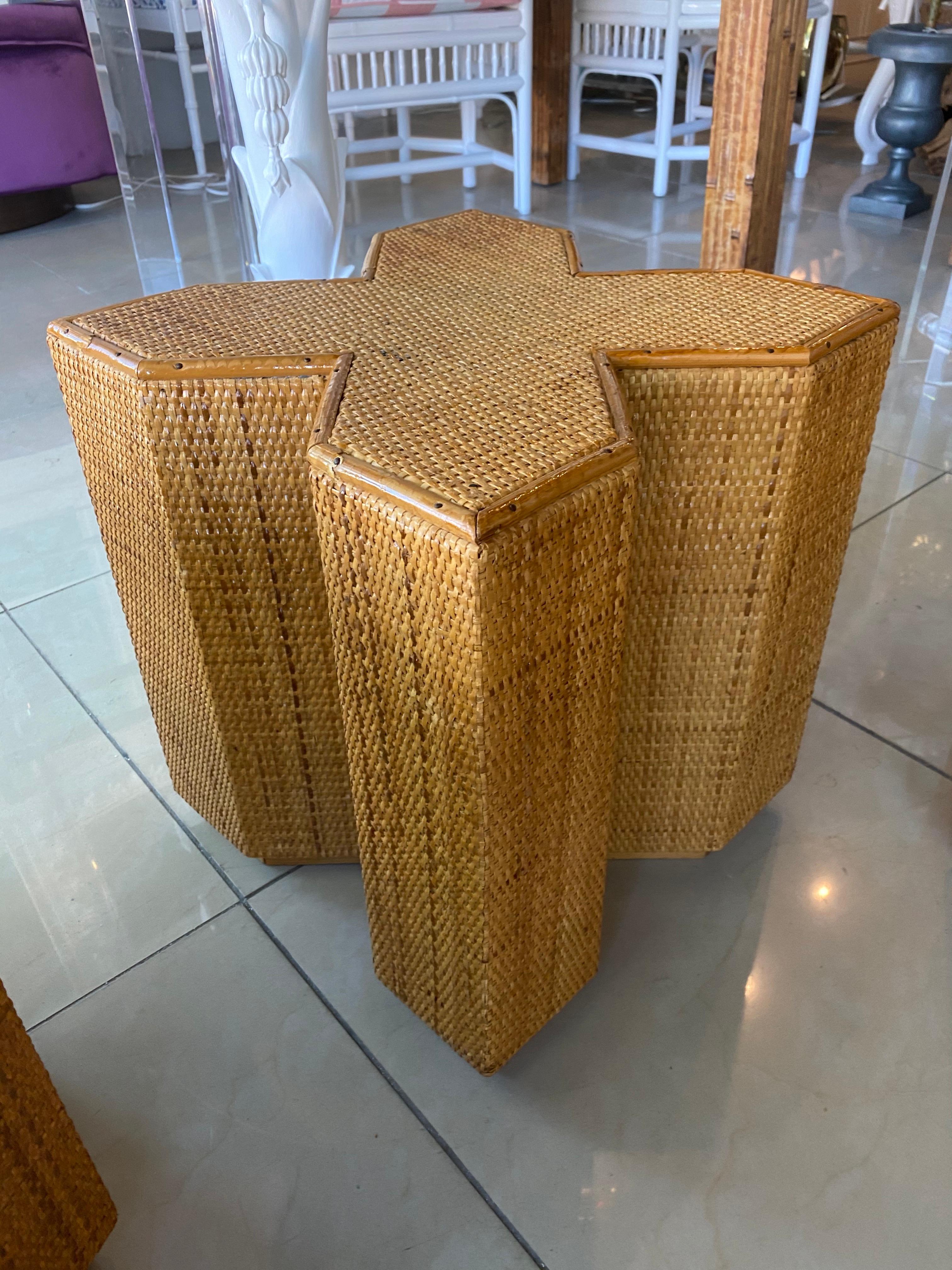 Vivai Del Sud Bamboo Rattan Woven Wicker End Side Coffee Tables Italian Set of 3 9