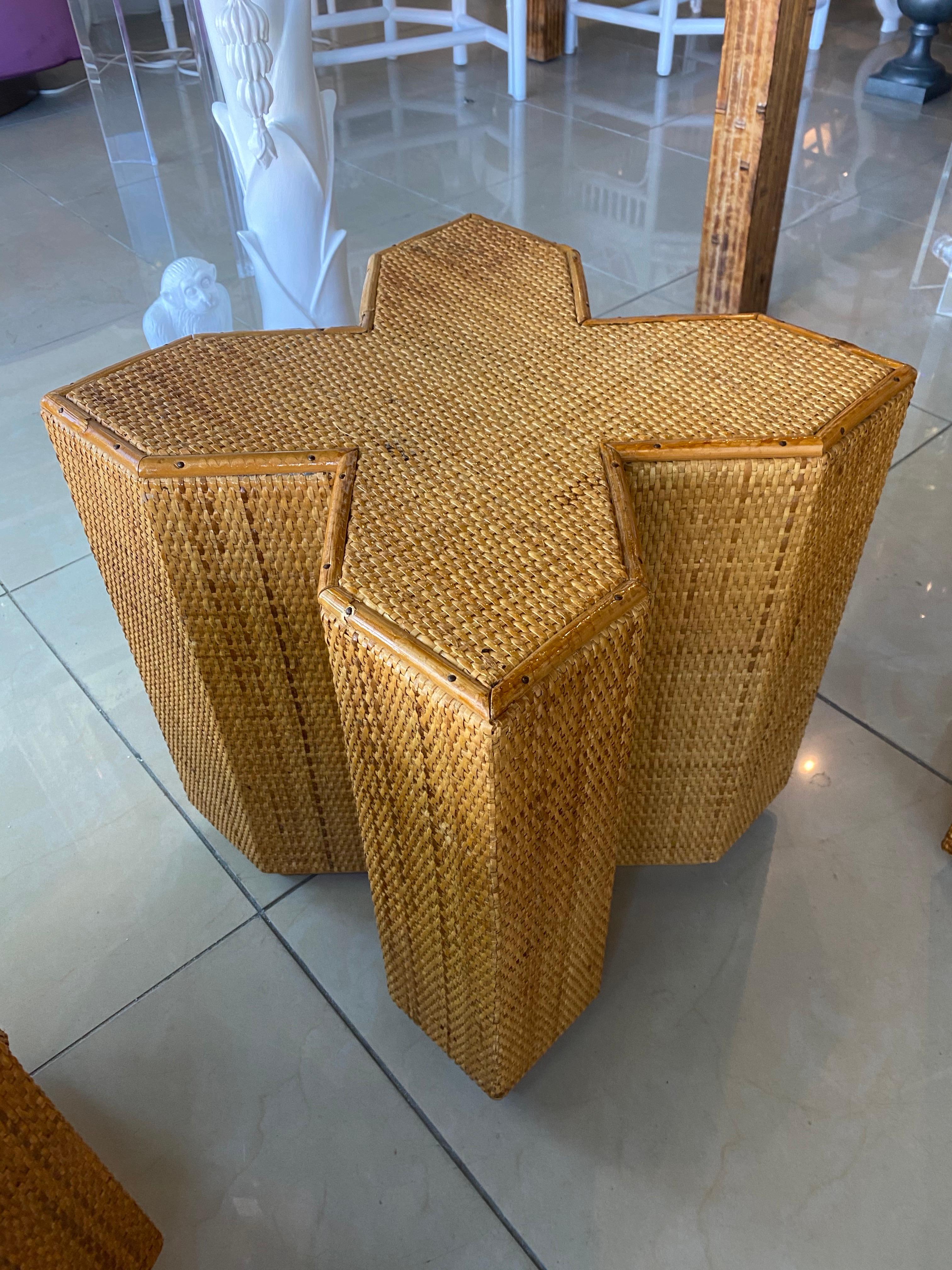 Vivai Del Sud Bamboo Rattan Woven Wicker End Side Coffee Tables Italian Set of 3 10
