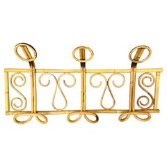 Vivai Del Sud Bamboo Wicker Coat Rack, Italy, 1970s