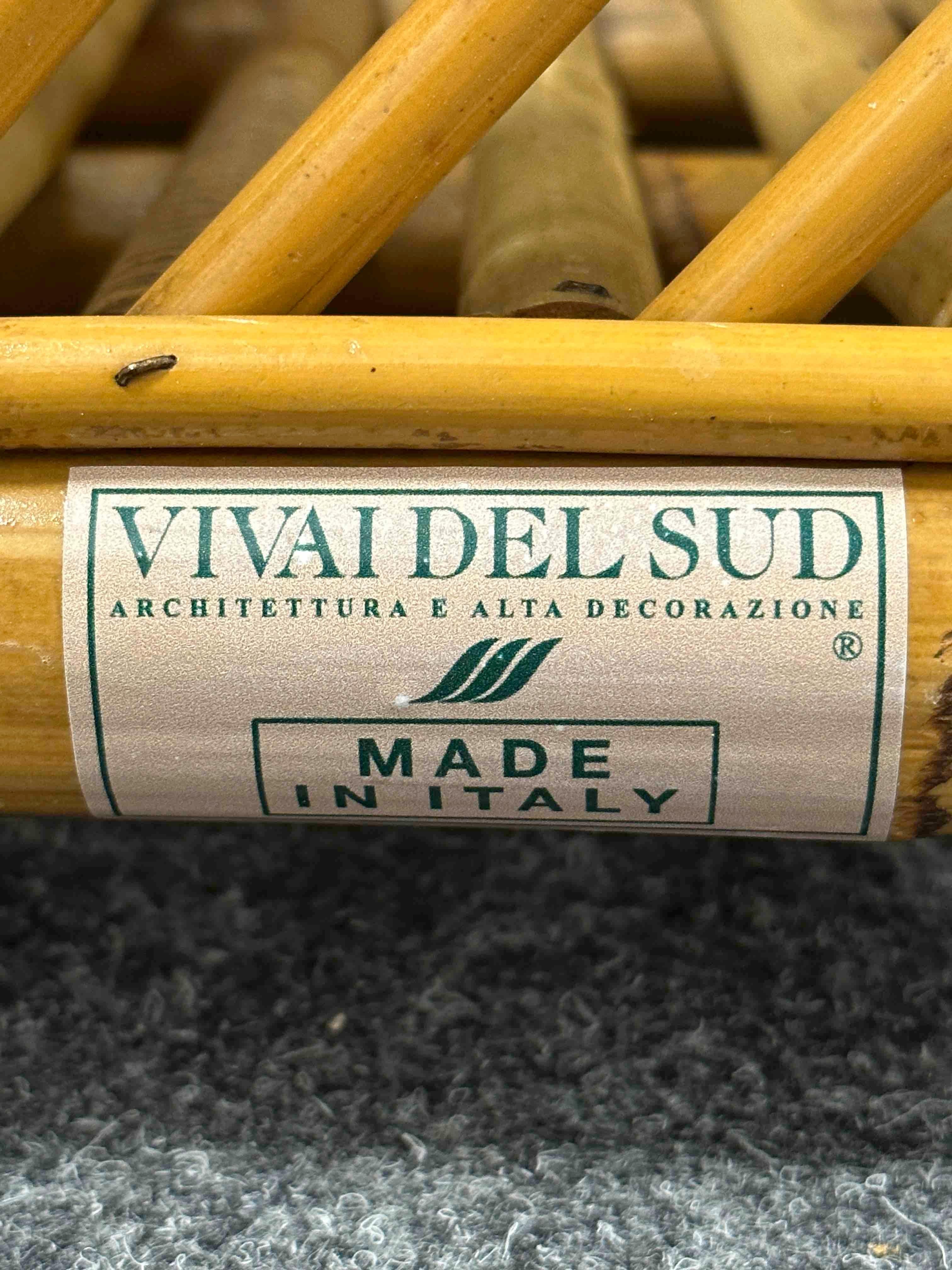 Fin du 20e siècle Vivai Del Sud - Cache-pot ou panier à plantes vintage en osier et bambou, années 1970 en vente