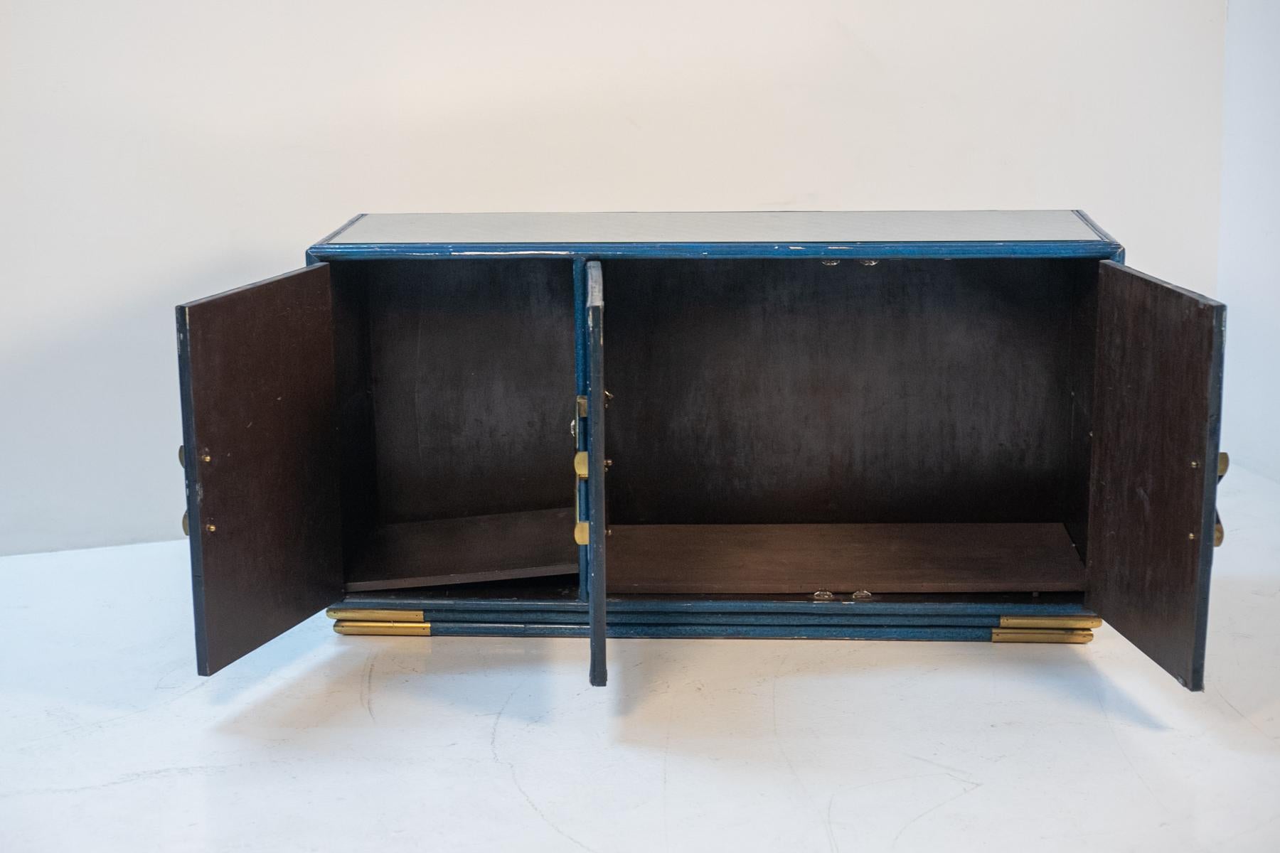 Vivai del Sud Blue Bamboo and Brass Sideboard 4