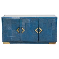 Vivai del Sud Blue Bamboo and Brass Sideboard