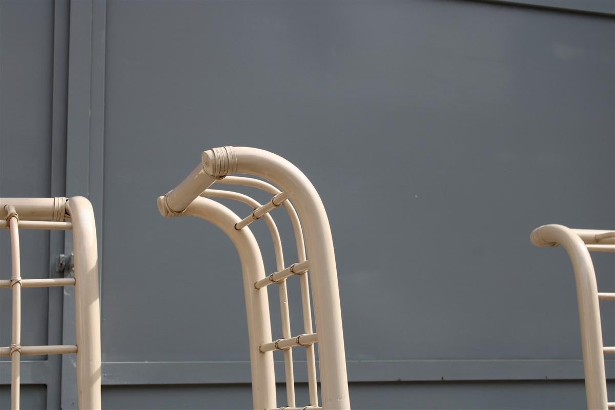 Européen Chaises Vivai del Sud à haut dossier en bambou blanc, design italien, 1970 en vente