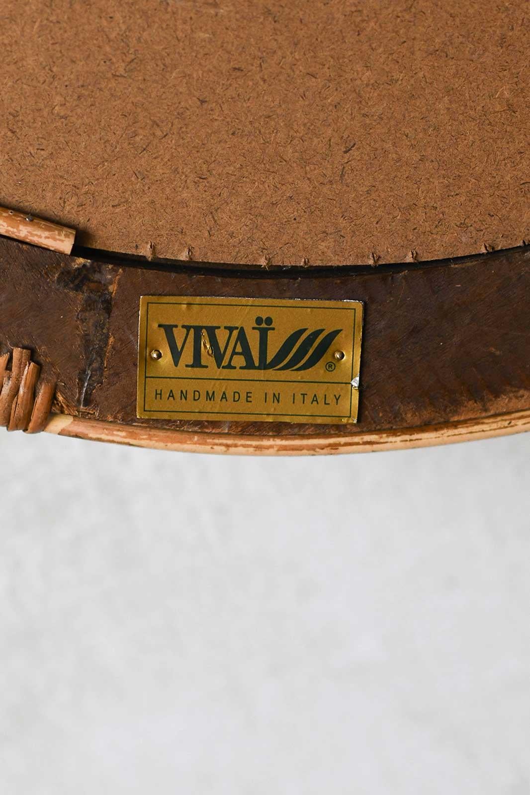 Miroir circulaire Vivai Del Sud en rotin avec fixations en finition claire, Italie 1970 Bon état - En vente à Roma, RM