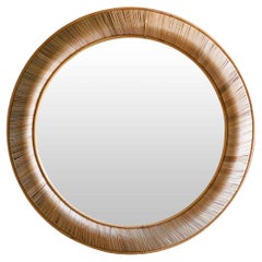 Vivai Del Sud Circular mirror in rush and wicker