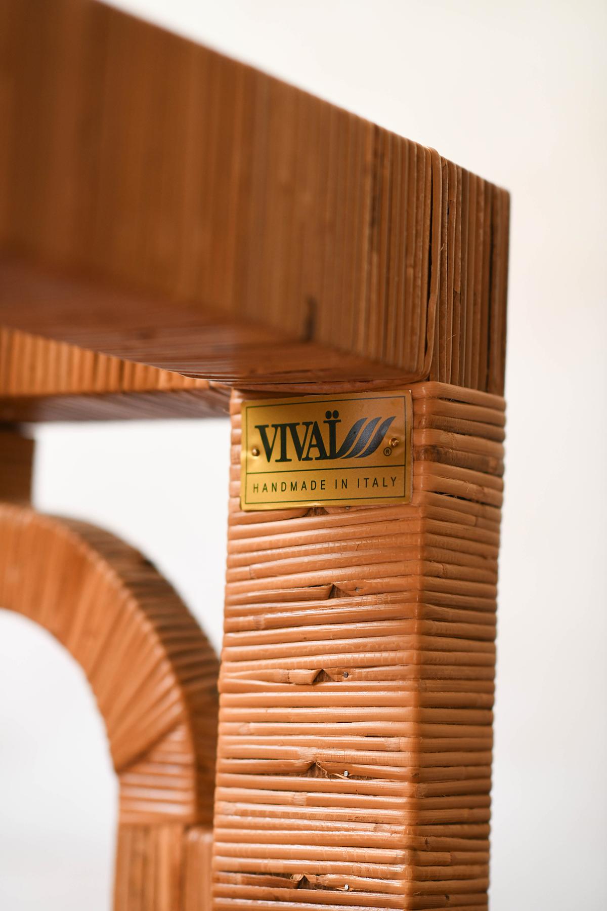 Vivai Del Sud console in rattan with glass shelf, Italy 1970. For Sale 3