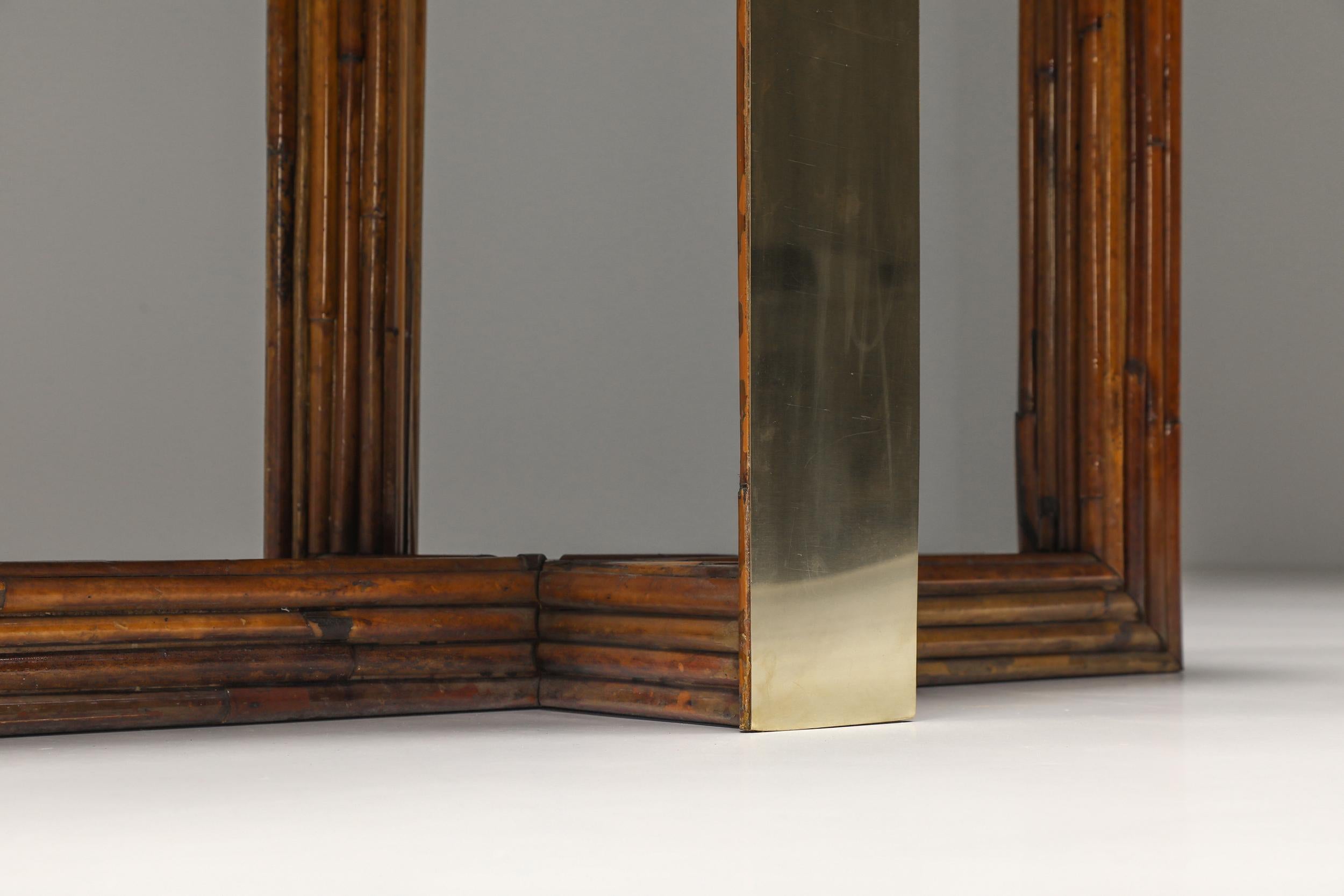Vivai del Sud Console Table Crespi Style, Bamboo & Brass, Post-Modern 1960's 2