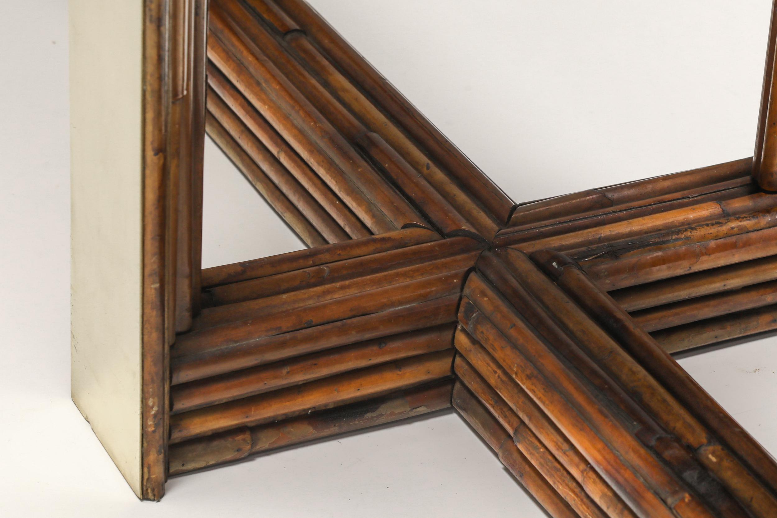 Vivai del Sud Console Table Crespi Style, Bamboo & Brass, Post-Modern 1960's 3