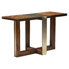 Vivai del Sud Console Table Crespi Style, Bamboo & Brass, Post-Modern 1960's