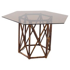 Vivai del Sud Dining Table in Bamboo and Glass
