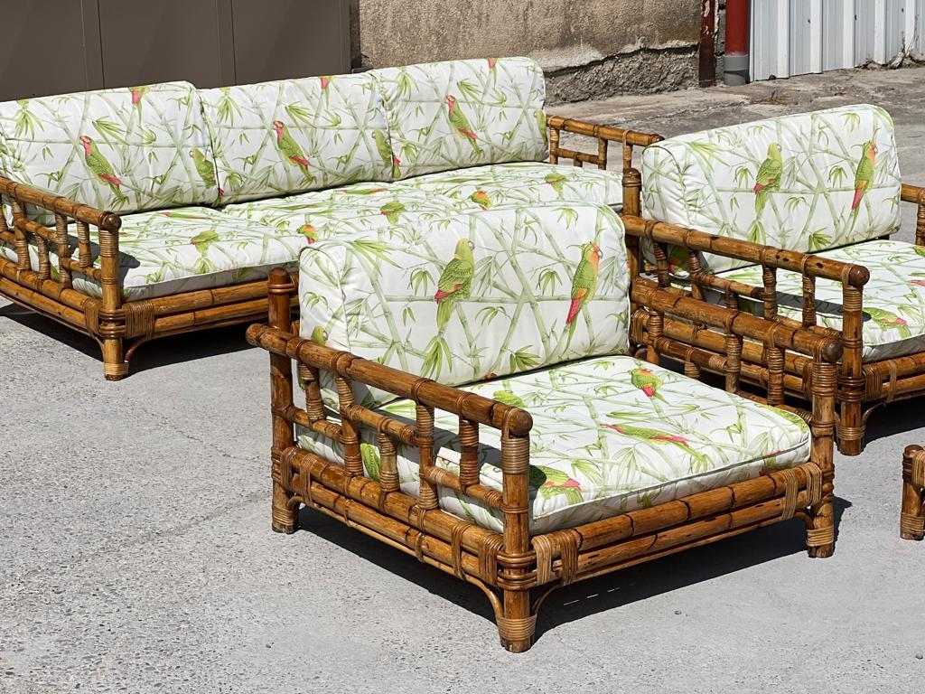 Vivaï Del Sud Garden Set in Bamboo and Rattan, 1970  In Good Condition In Saint Rémy de Provence, FR