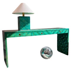 Vivai Del Sud Green pressed bamboo console and  lamp