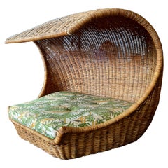 VIVAI DEL SUD Rattansofa / Sonneninsel für 2 Personen + Tisch / Italien 1970er