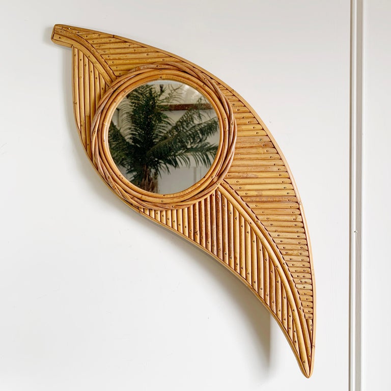 Vivai Del Sud Italian Bamboo Leaf Mirror 1970’s In Good Condition In Hastings, GB