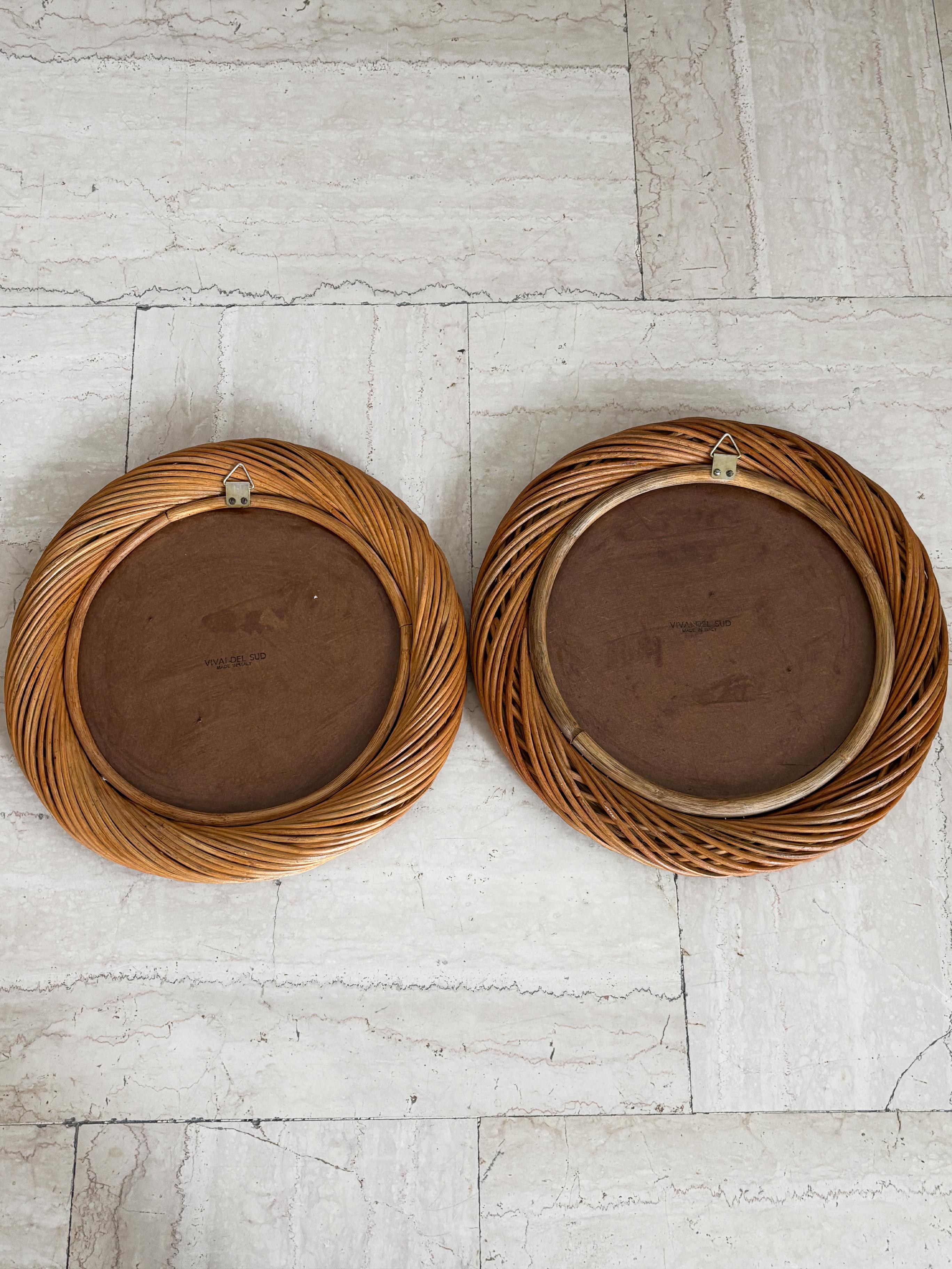 Vivai del Sud Specchi da parete in rattan e bambù del Medioevo anni '70 in vendita 3
