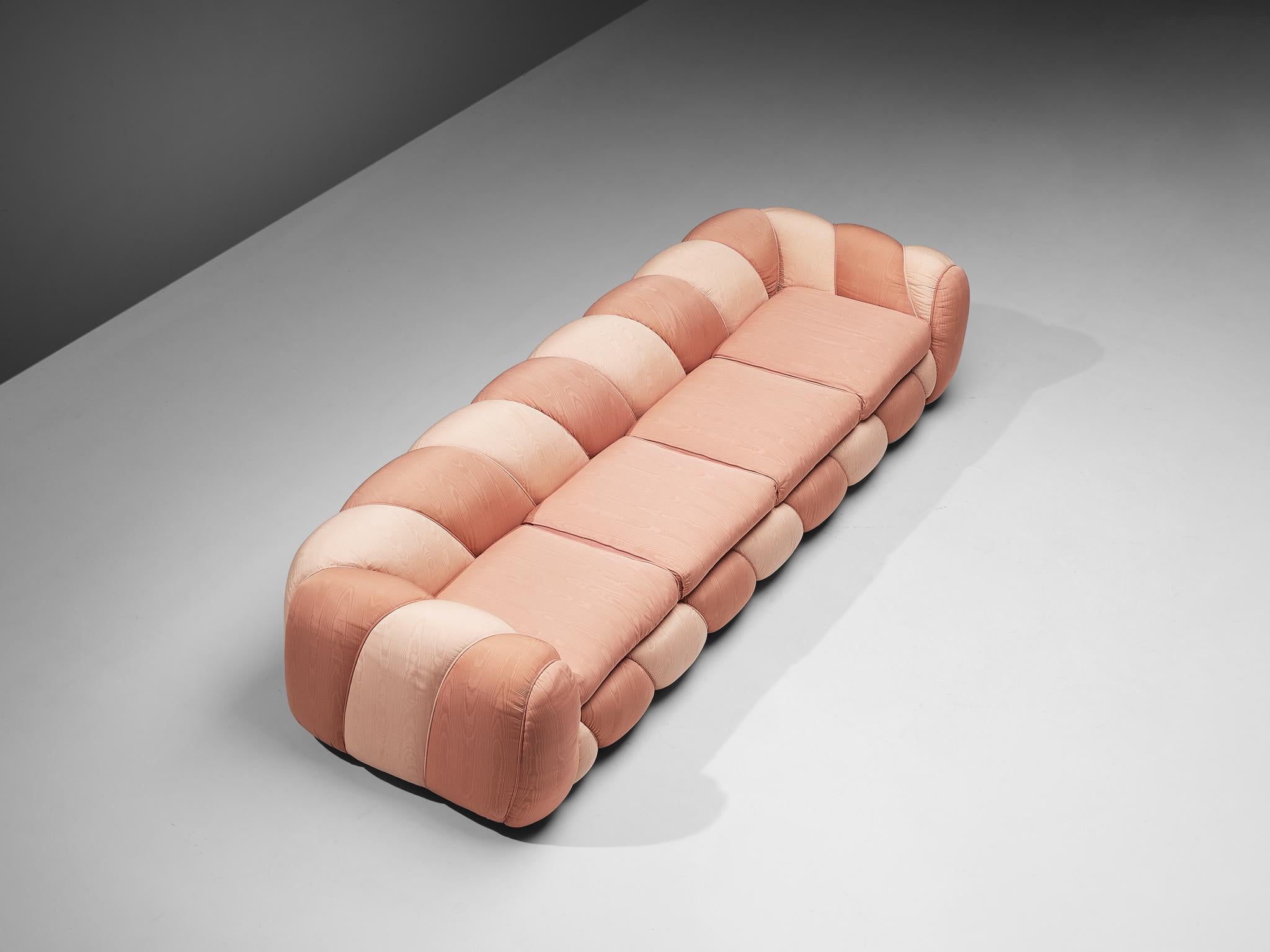 Vivai del Sud Large Four Seat Sofa in Pink Fabric Upholstery 4