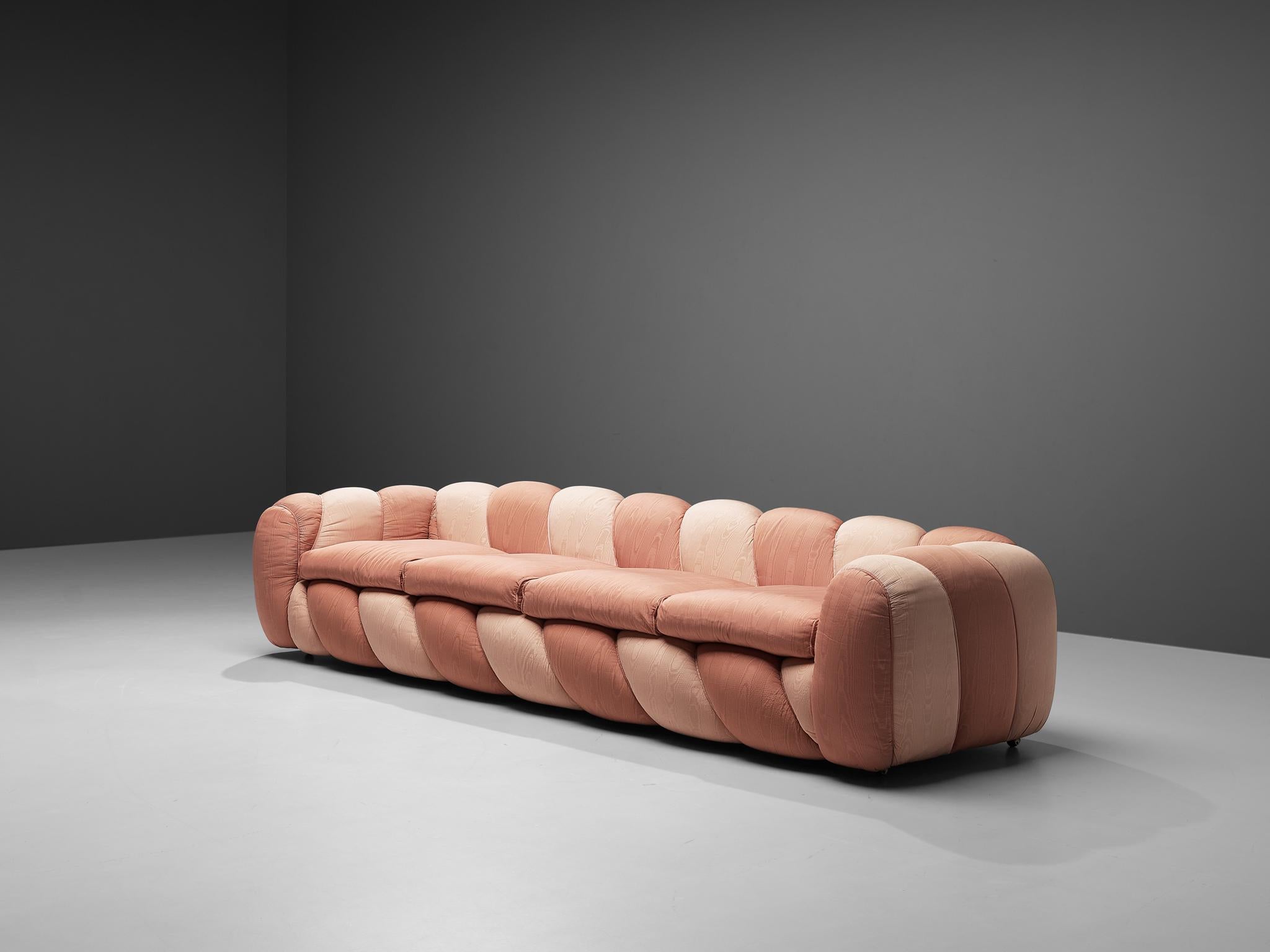Italian Vivai del Sud Large Four Seat Sofa in Pink Fabric Upholstery