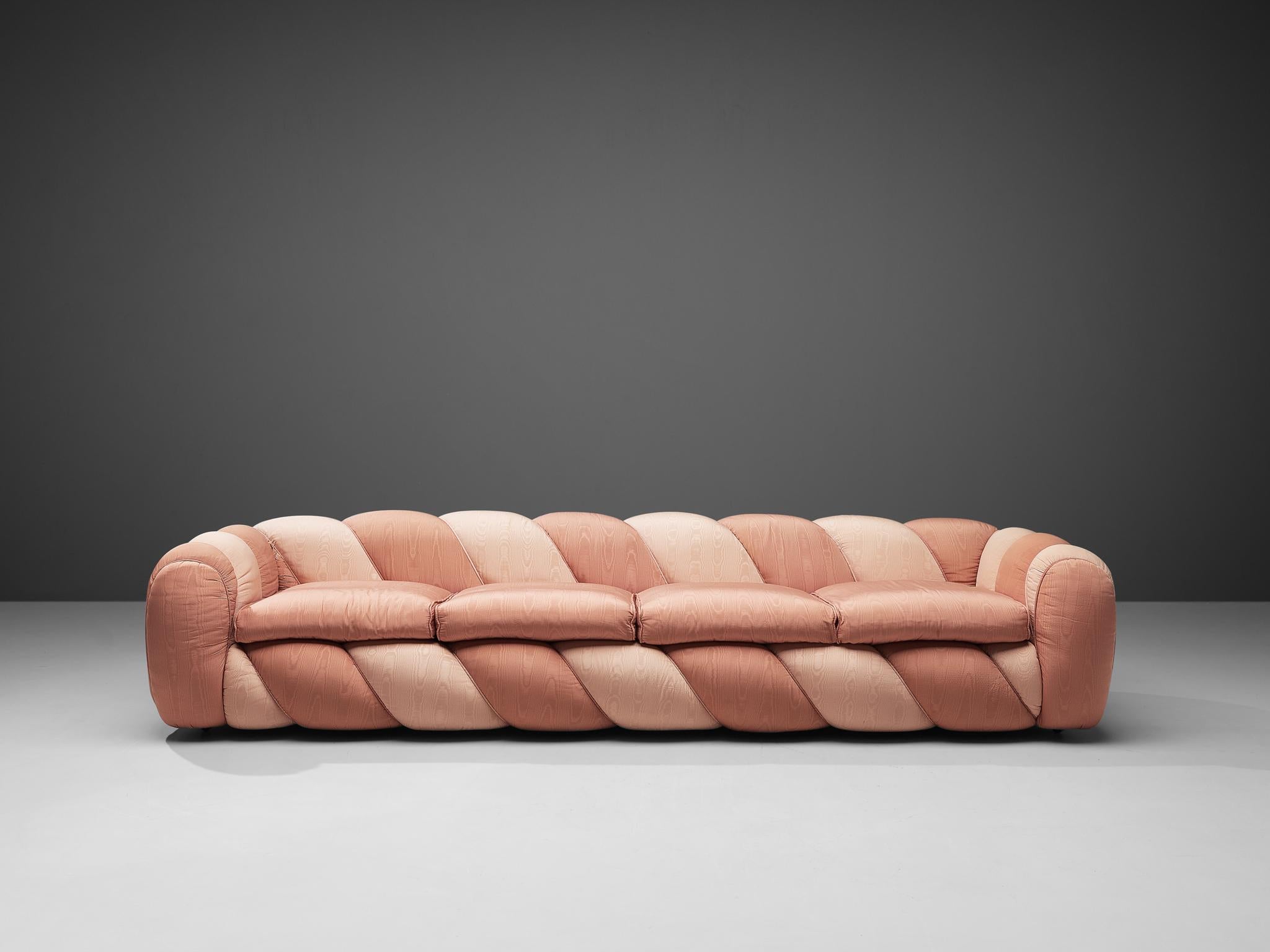Late 20th Century Vivai del Sud Large Four Seat Sofa in Pink Fabric Upholstery